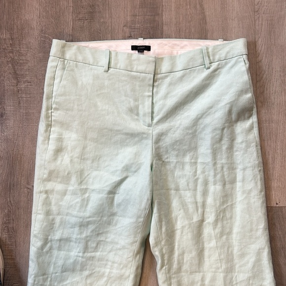 NWT J. Crew Mint Green Linen Cropped Pants Sz 16 - Picture 3 of 10